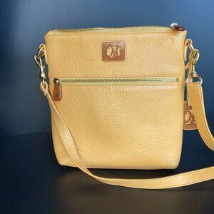 Martin & MacArthur Hawaii Koa & Leather Yellow Crossbody Bag